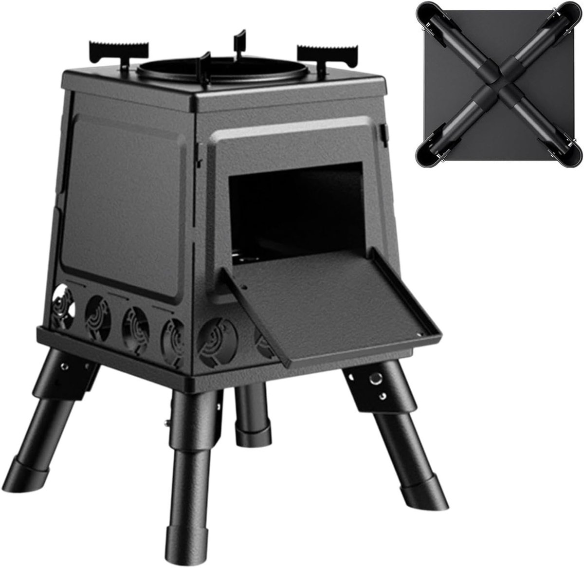 Camping Wood Stove - Draagbare Houtkachel - Outdoor Koken - Opvouwbaar Ontwerp - 3.95 kg - Zwart