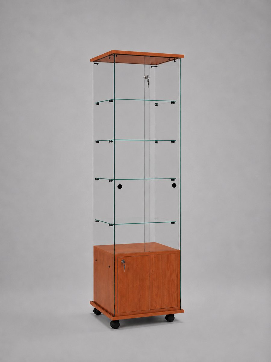 Volglas vitrine Elegance 5K met onderkast zonder verlichting - kersen