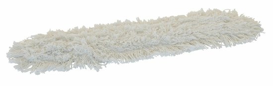 Housse de serpillière blanche en coton avec franges, 100 cm de large.