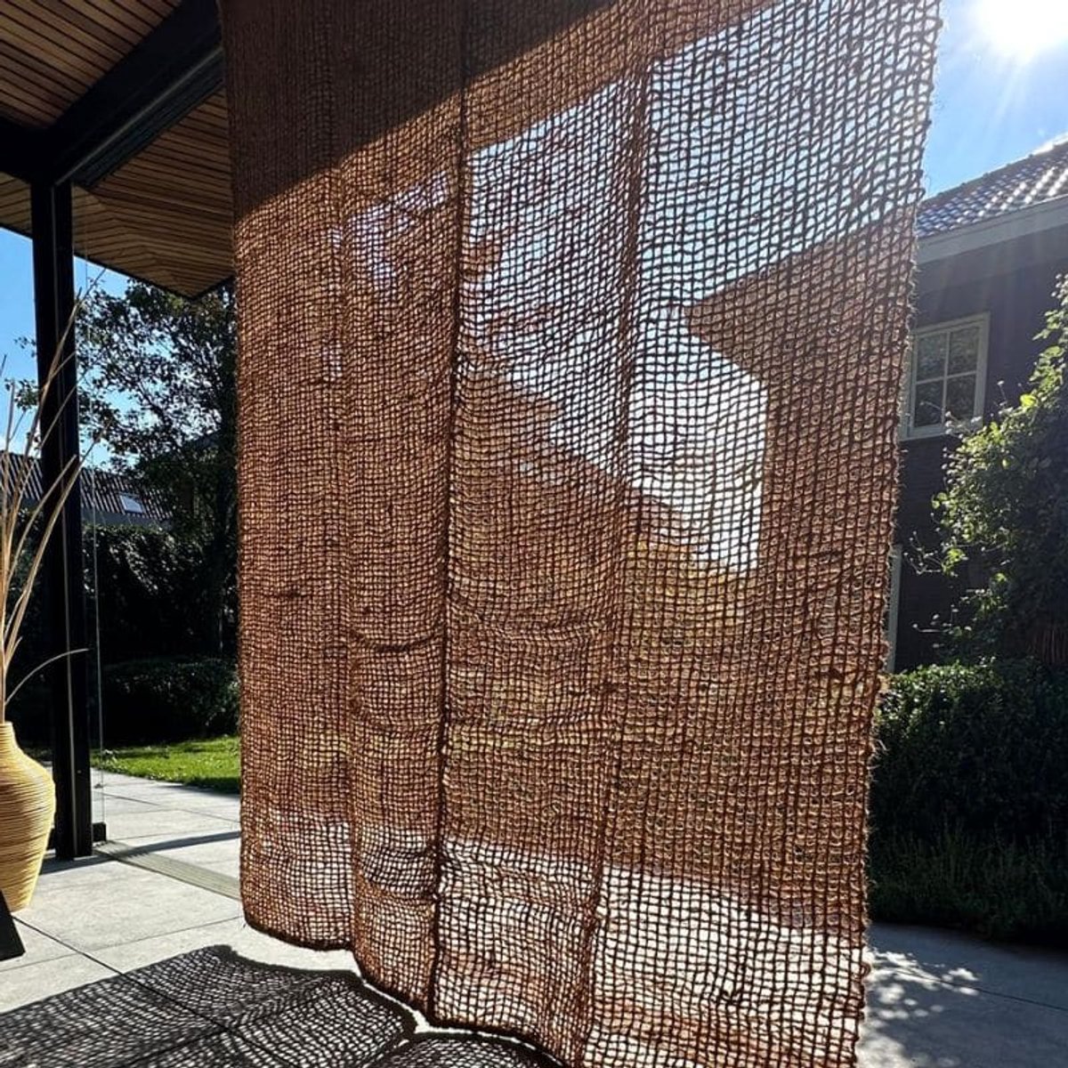 Kokos buitengordijn 300x210 cm - natuurlijk gordijn van kokosvezel voor terras & veranda