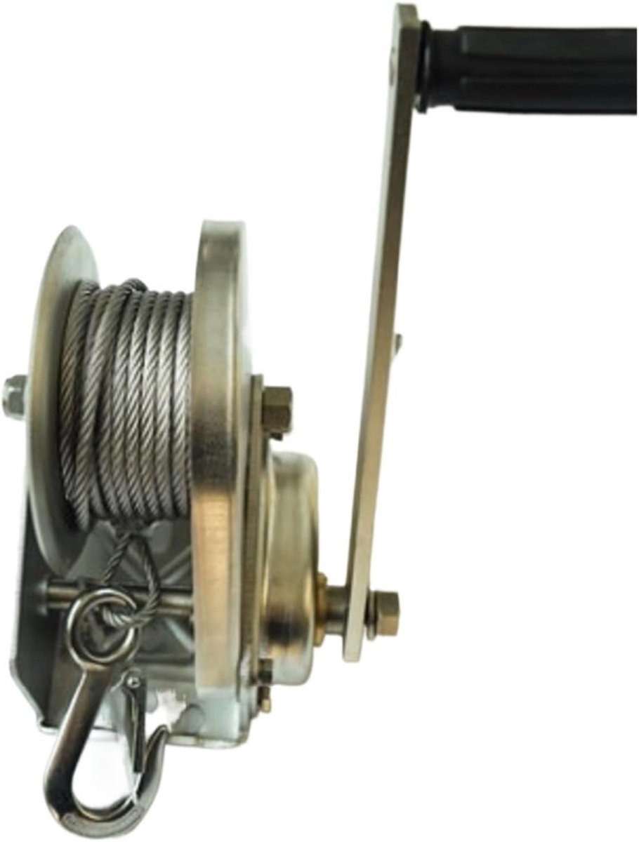 Handlier RVS - Kabeltrommel Hefwerktuig - Veilig Hijsen - Zelfblokkerend Mechanisme - 1200 lbs 5M - Zilver