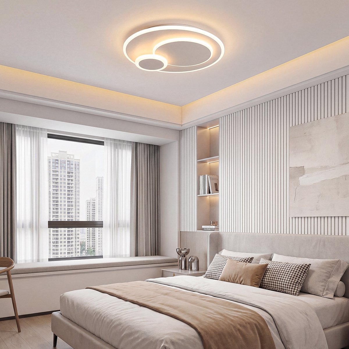 Moderne LED Plafondlamp 23 W 2300 lm - Ronde Plafonnière 30 cm met 3 Lichtkleuren en Wandschakelaar - Aluminium en Siliconen - Wit