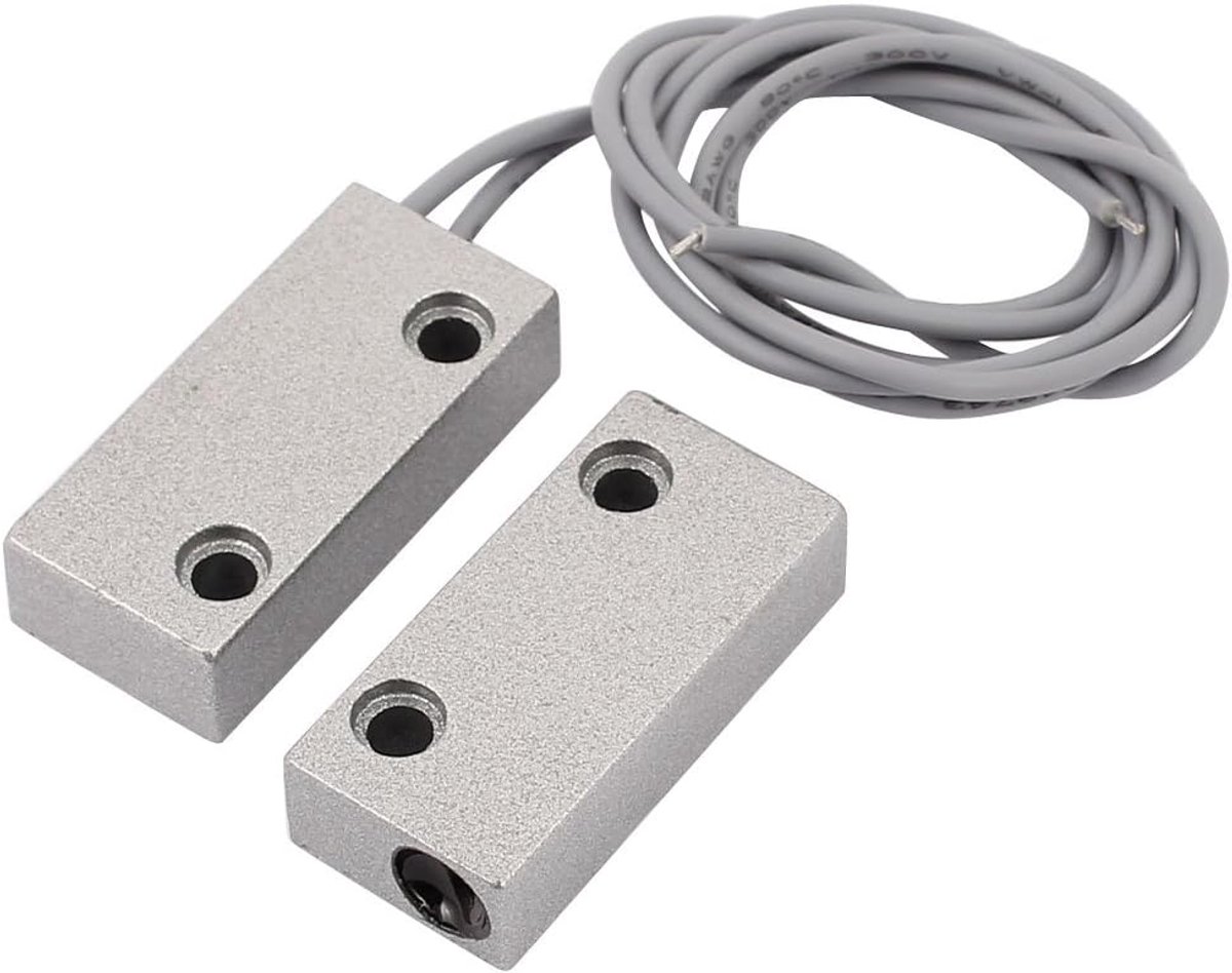 Magnetische Deurcontact - Alarm Sensor - Beveiliging Thuis - Normaal Open - 37x14x7.5mm - Zilver