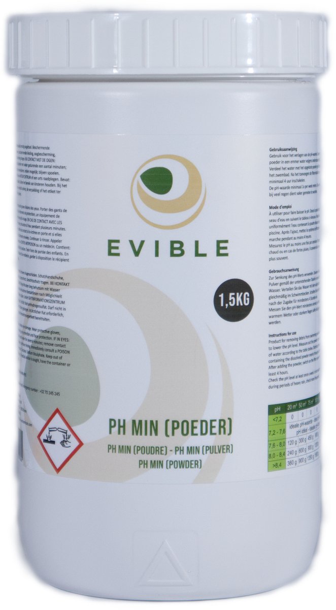 Evible pH-Minus Poeder - Verlaagt de pH-Waarde - 1,5 kg