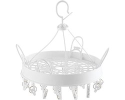Ronde Drooghanger - Kleine Wasrek - Kleding Drogen - Verstelbare Clips - 34 cm Breed - Wit