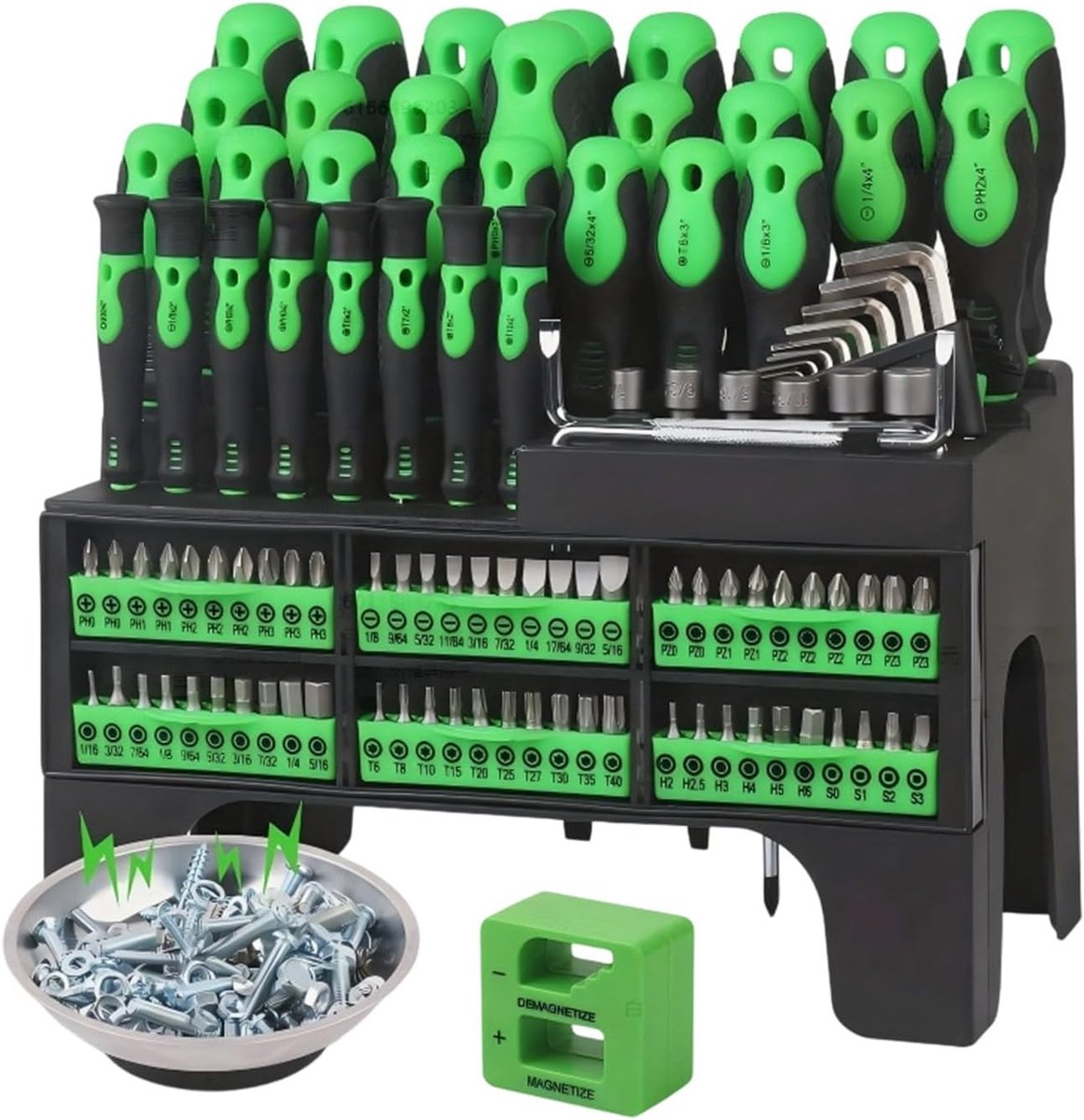 Magnetische Schroevendraaier Set - Gereedschapskoffer Precisie - Klus Klussen - Met Opbergkoffer - 118 Delig - Groen