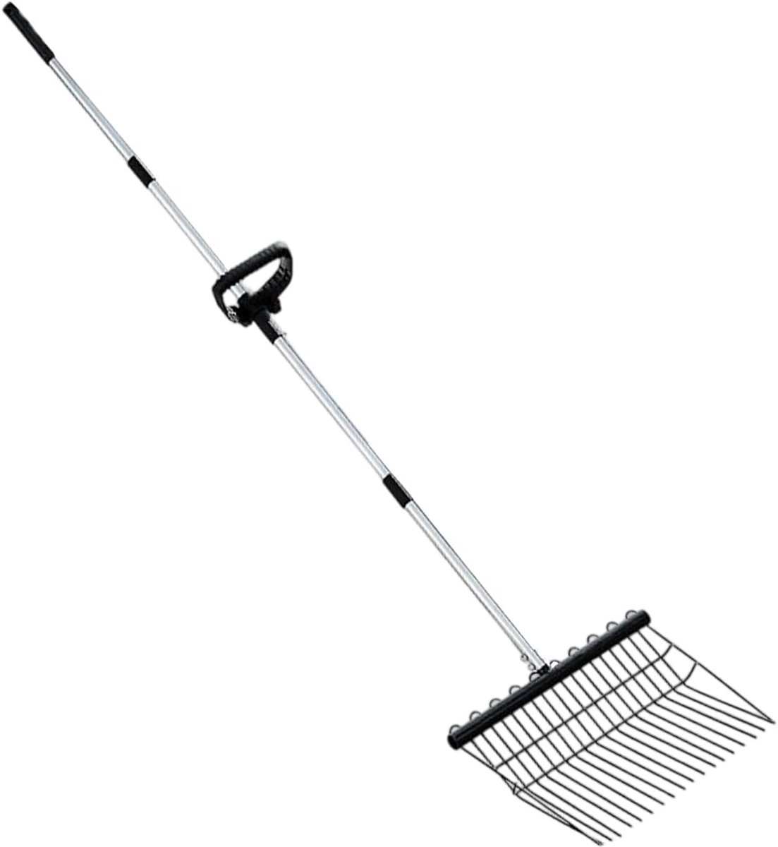Rvs Handhark - Tuinhark Schoffel - Tuinonderhoud Werk - Verstelbare Hoogte - 166 cm - Zwart