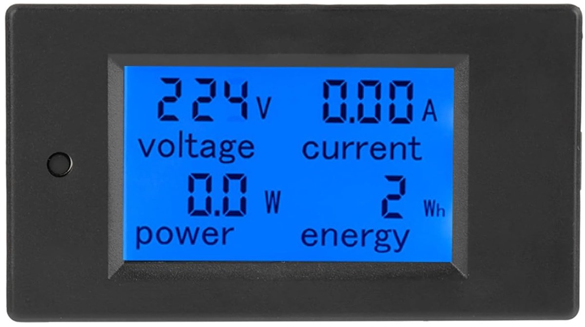 Digitale Energiemeter - Stroomverbruik Monitor - Huishoudelijk Circuit - Overbelastingsalarm - 20A - Zwart