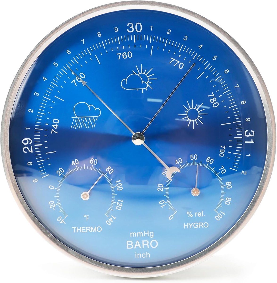 Analoog Weerstation - Klimaatmonitor Huis - Weer Monitoren - 3-in-1 Functie - 7-inch Display - Zilver
