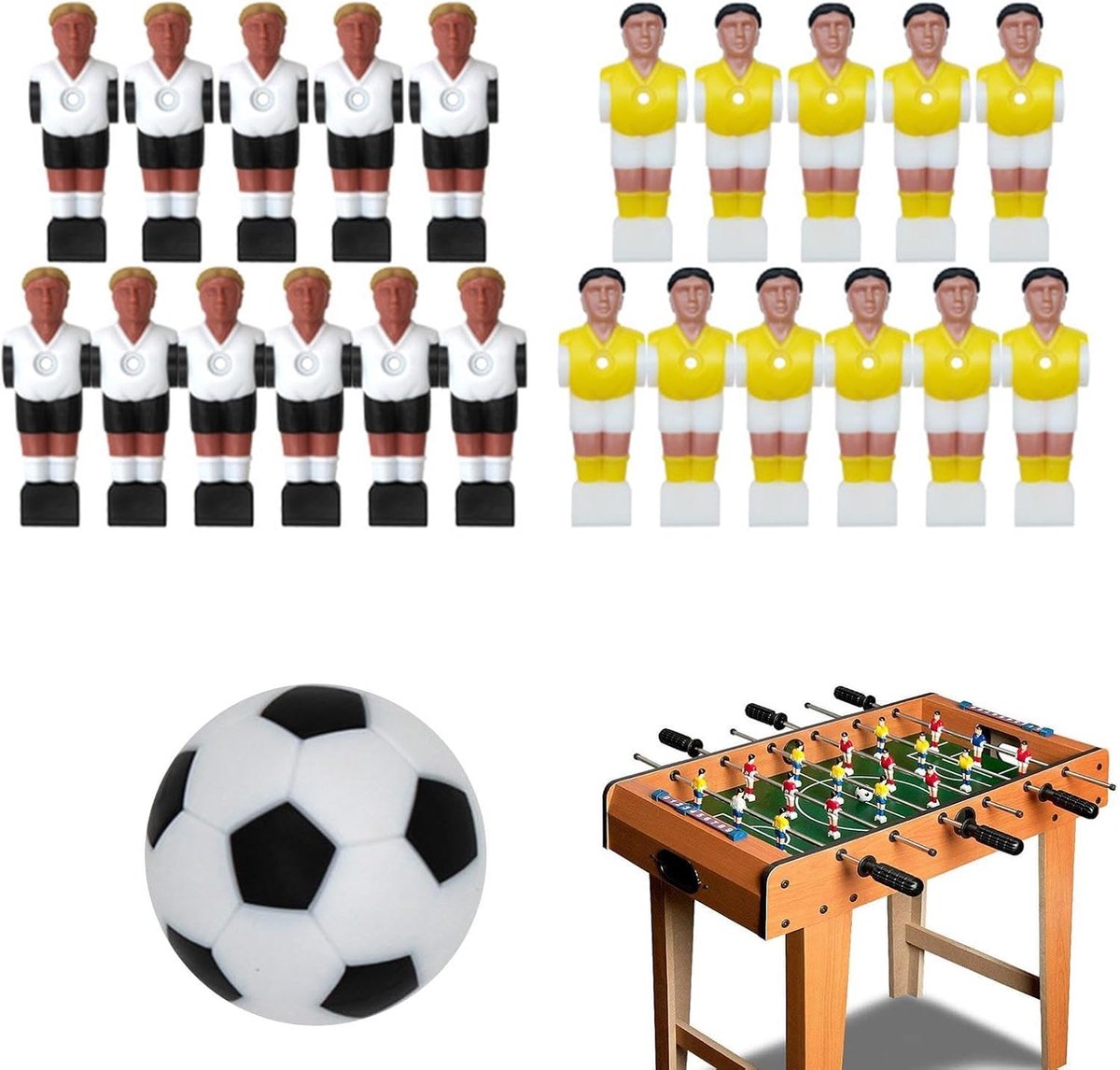 Tafelvoetbalpoppetjes - Reserve spelers - Spelplezier verhogen - Set van hars - Set van 11 - Zwart en geel
