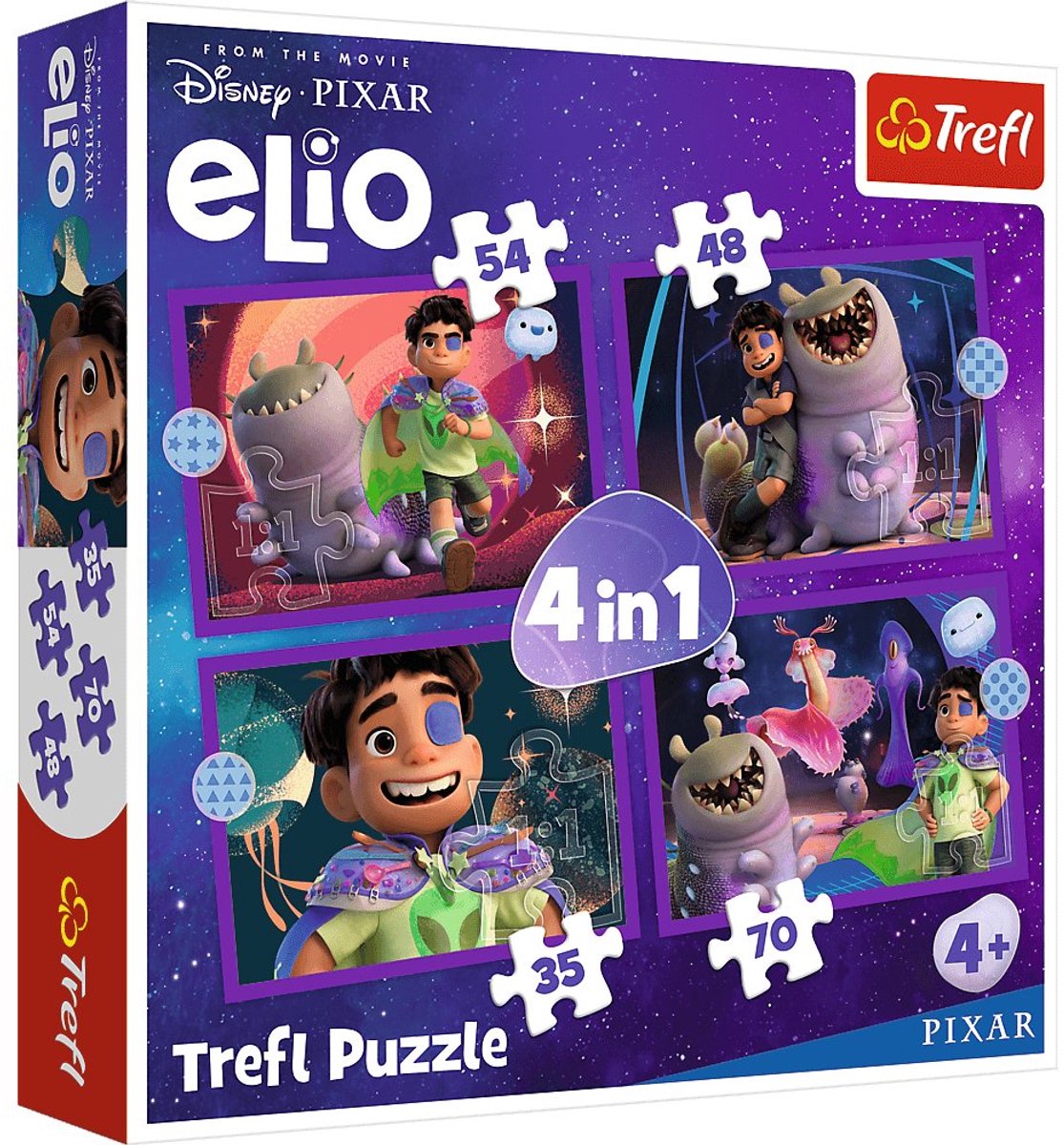 Trefl puzzel Disney Elio 4in1 - buitenaardse missies kinderpuzzel.
