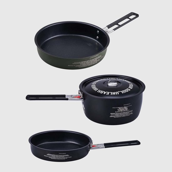 Camping Kookset - Kampeerpan Kookpan - Buiten Koken - Afneembare Handgreep - 2L en 1.2L - Zwart — afbeelding 2