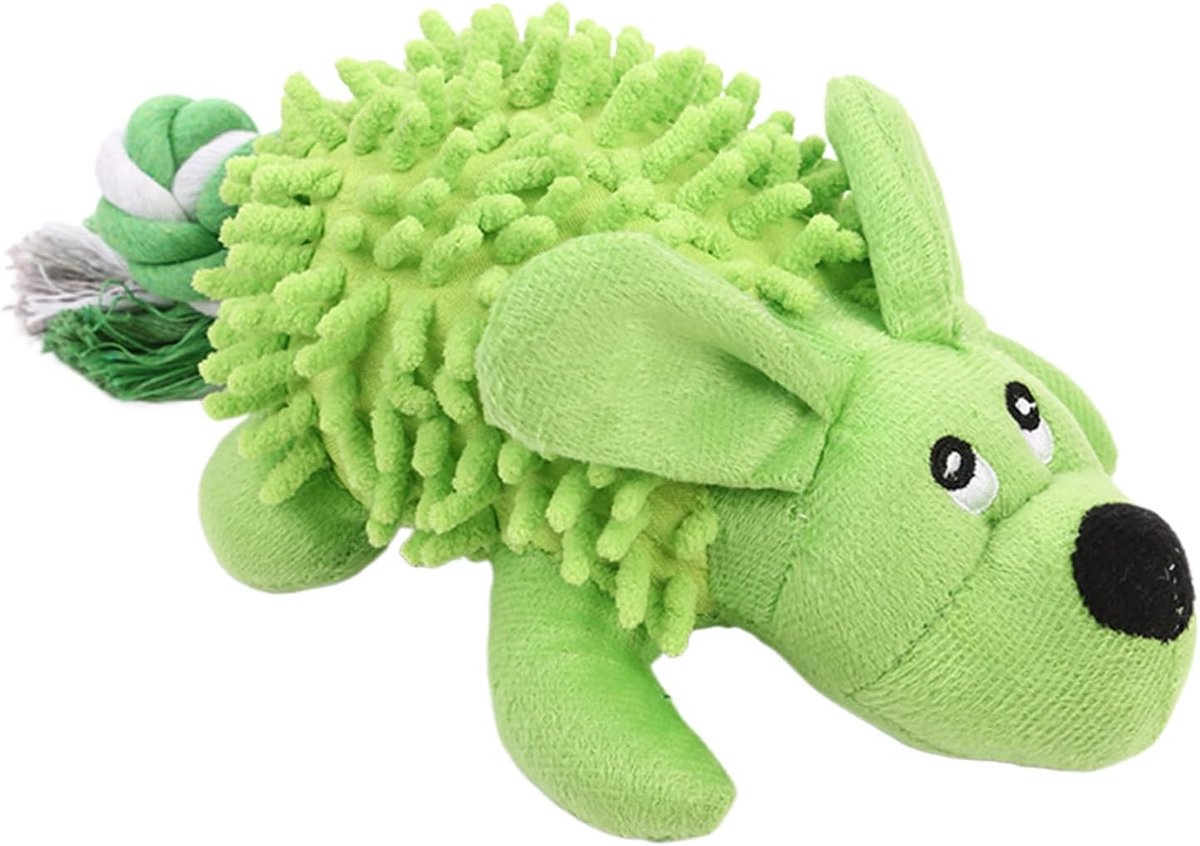 Honden Knuffel Speelgoed - Interactief Kauwspeelgoed - Gebitsverzorging Hond - Bootst Prooigeluiden Na - 29x13.5 cm - Groen