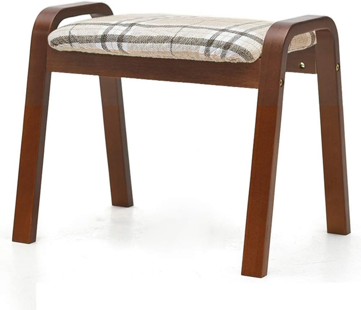 Houten Kruk - Voetenbank Stoel - Schoenen Wisselen - Massief Houten Frame - 37.5x33x36cm - Kleur D