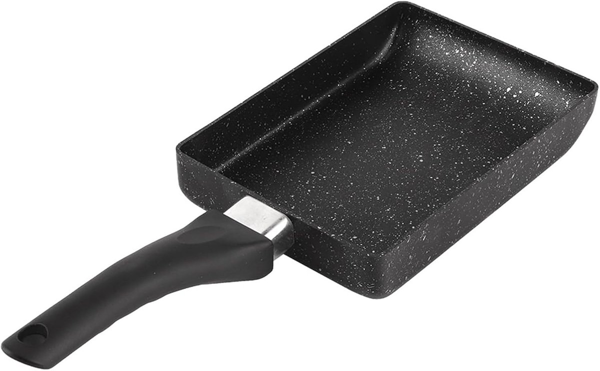 Rechthoekige koekenpan - Omeletpan eierpan - Ontbijt bereiden - Speciaal gevormd - 13.5 x 18.5 cm - Zwart