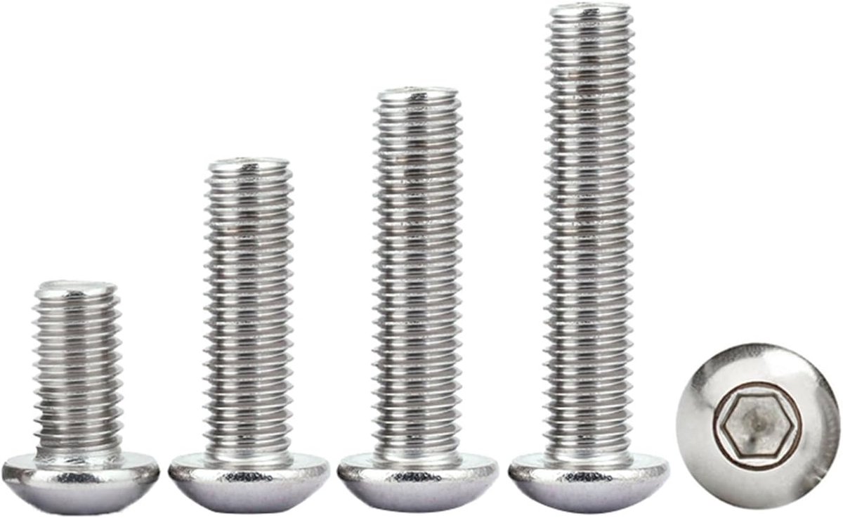 Inbusschroeven - Zeskant bouten - Bevestigen van materialen - Ronde kop ontwerp - M4/M5 80mm - Zilverkleurig