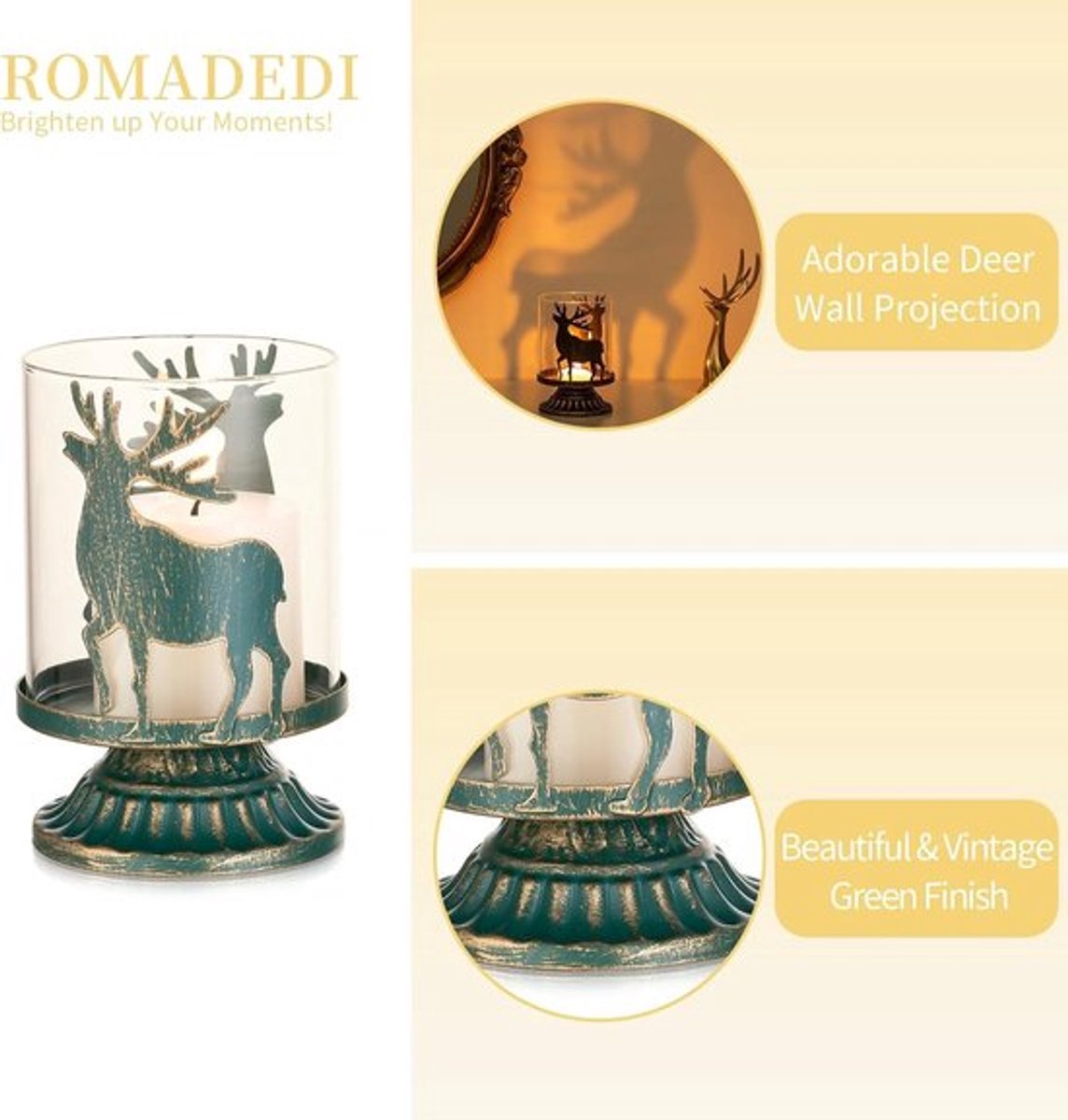 Decoratieve kaarsenhouder set voor kersttafel, groen