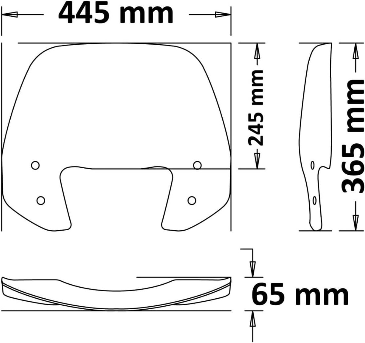 Motor Voorruit - Windscherm Deflector - Bescherming Rijden - FC Light Smoke - 365x445 mm - Grijs