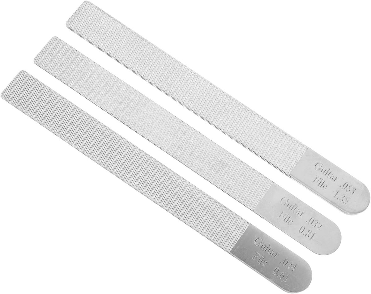 Gitaar Moer Vijlenset - Snaar Tool - Gitaar Onderhoud - Precisie Uitfrezen - 3 Stuks - Zilver