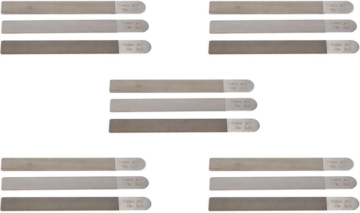 Gitaar Moer Vijlen - Reparatie Tool Kit - Snaarinstrument Onderhoud - Hoogwaardig Materiaal - 15 Stuks - Zilver