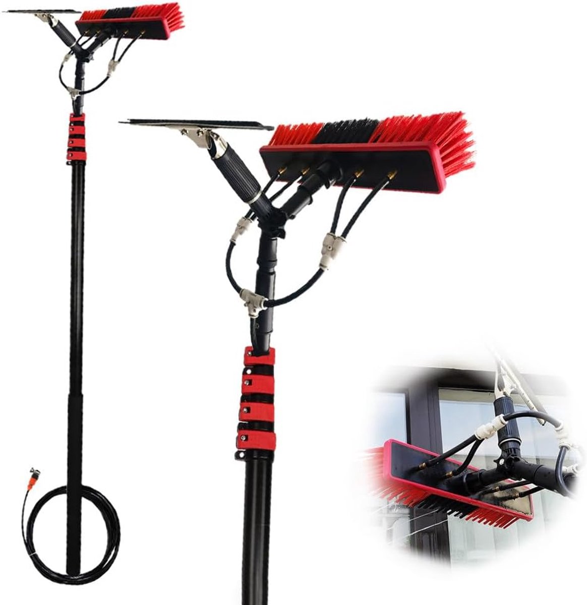 Raamwisser Set - Telescopische Borstel - Hoge Ramen Wassen - Watergevoede Steel - 7.2 Meter - Meerkleurig