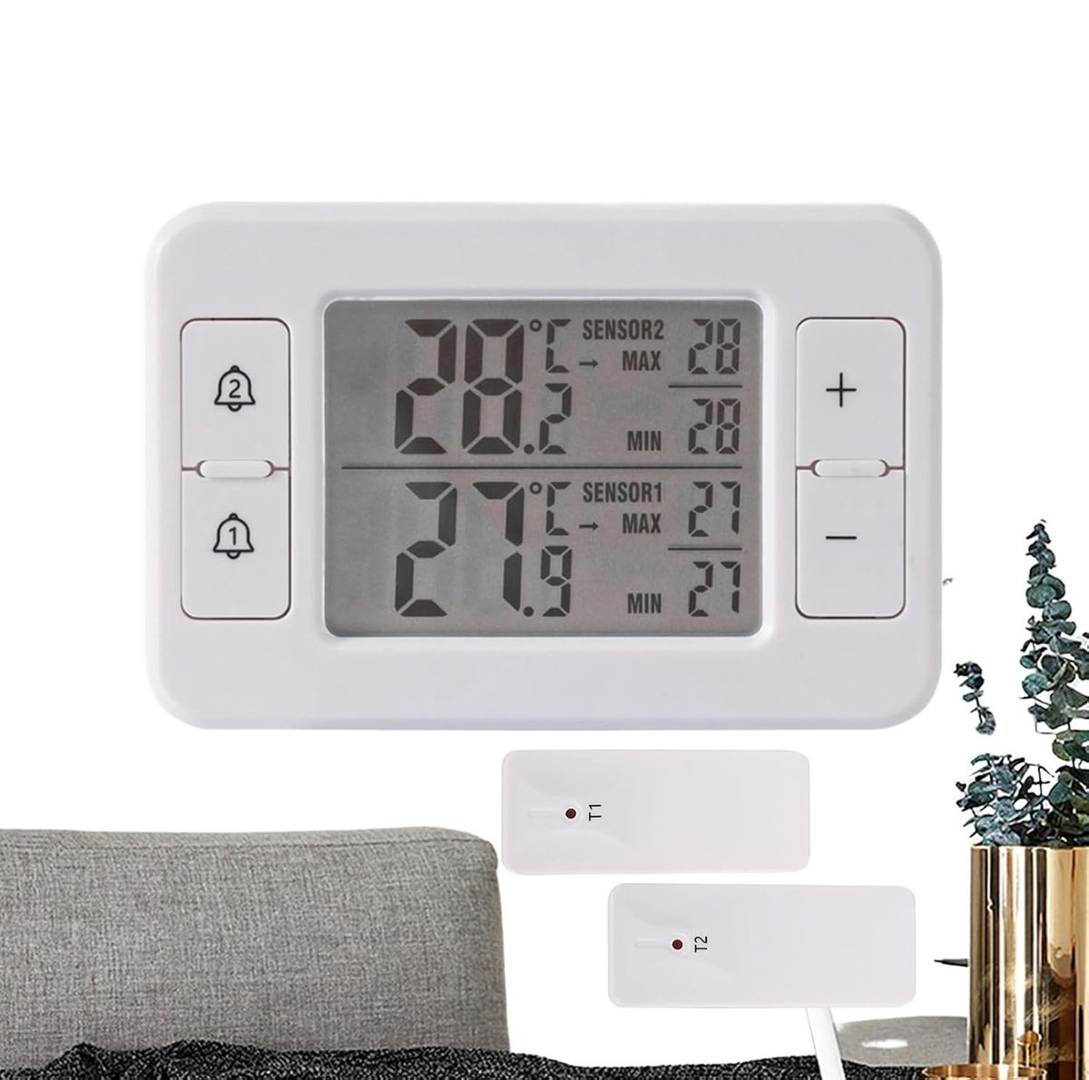 Digitale Temperatuurmonitor - Vriezer Sensor Koelkast - Temperatuur Bewaken - Draadloze Bewaking Afstand - 100 meter bereik - Wit