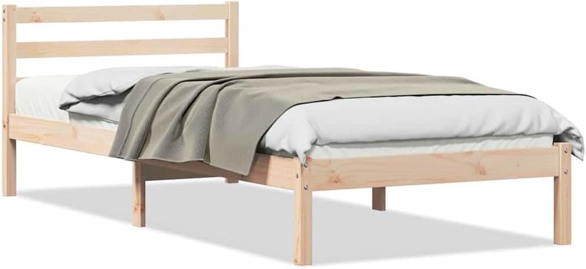 Bedframe Massief Hout - Houten Bed - Slaapkamer Inrichting - Robuuste Constructie - 225 cm Lengte - Naturel Bruin