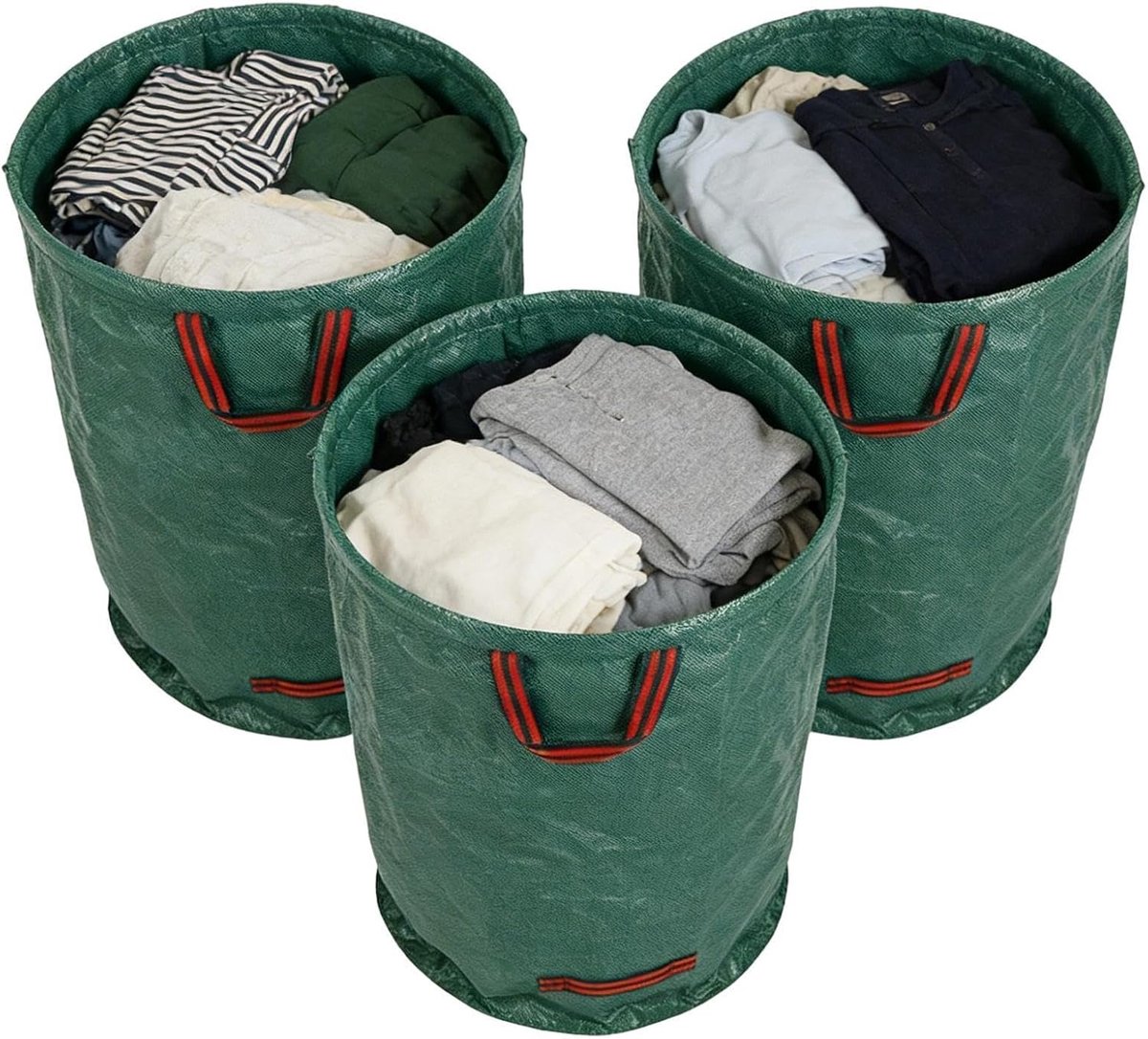 Tuinzakken Set - Afvalzakken Tuin - Blad Verzamelen - Verstevigde Handgrepen - 3 Stuks 72 Gallon - Groen
