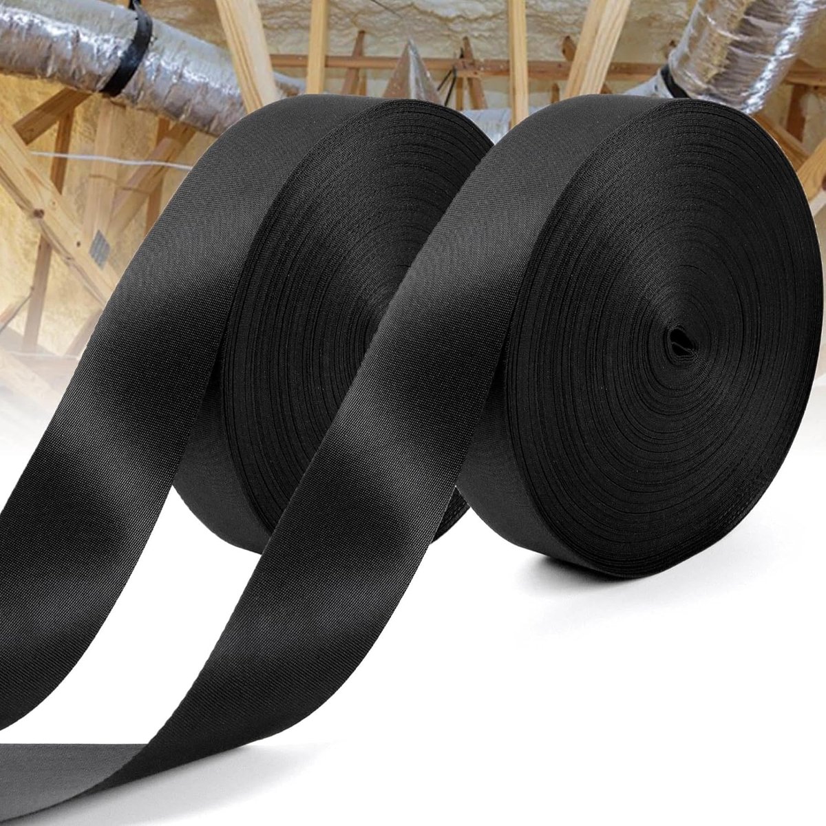 Kanaalband Set - Omsnoering Tape - HVAC Kanalen Bevestigen - Ultra Sterk Nylon - 2 x 165 ft - Zwart