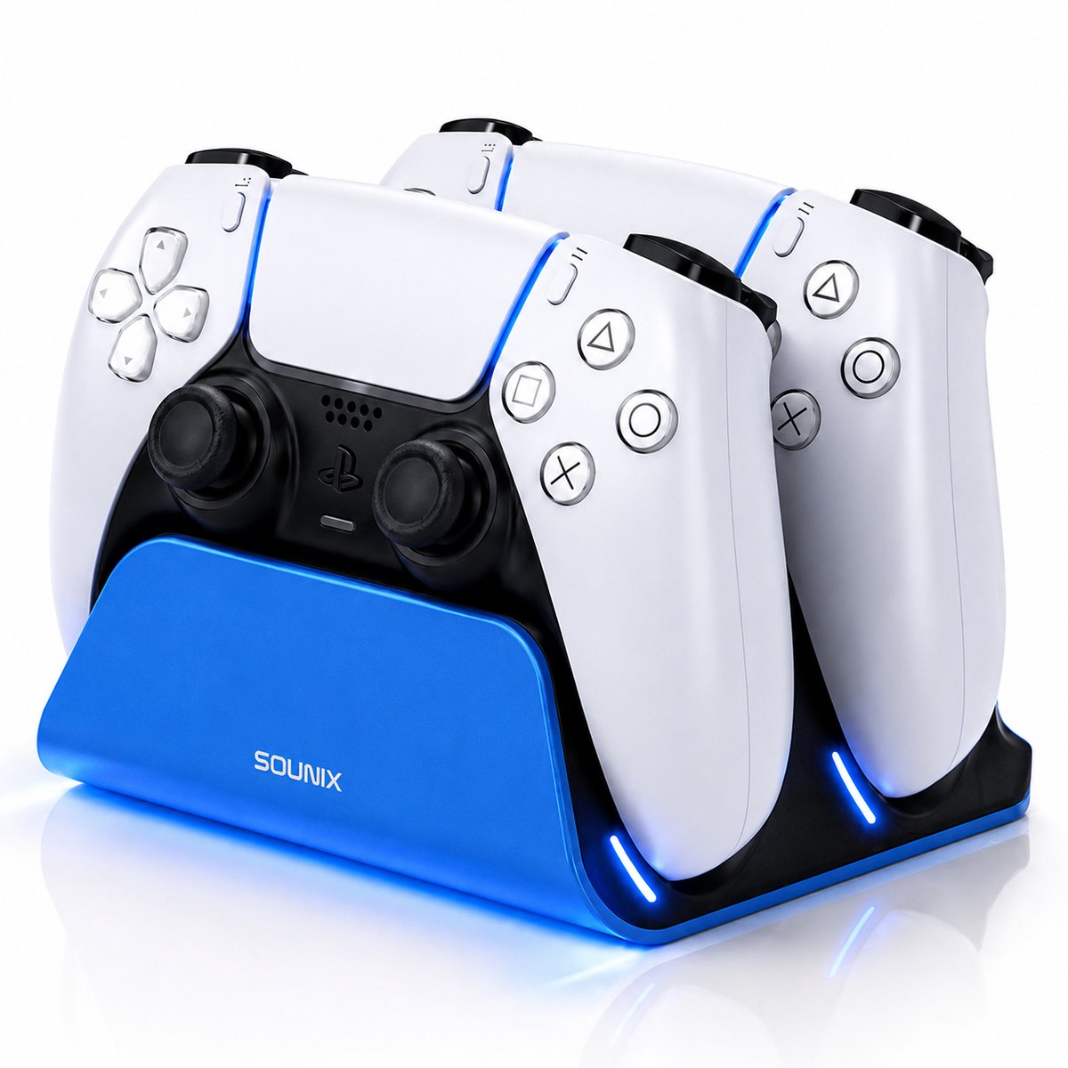 Sounix Oplaadstation geschikt voor PS5 Slim Controller - 2in1 charging station - PS5 accessoires - Blauw