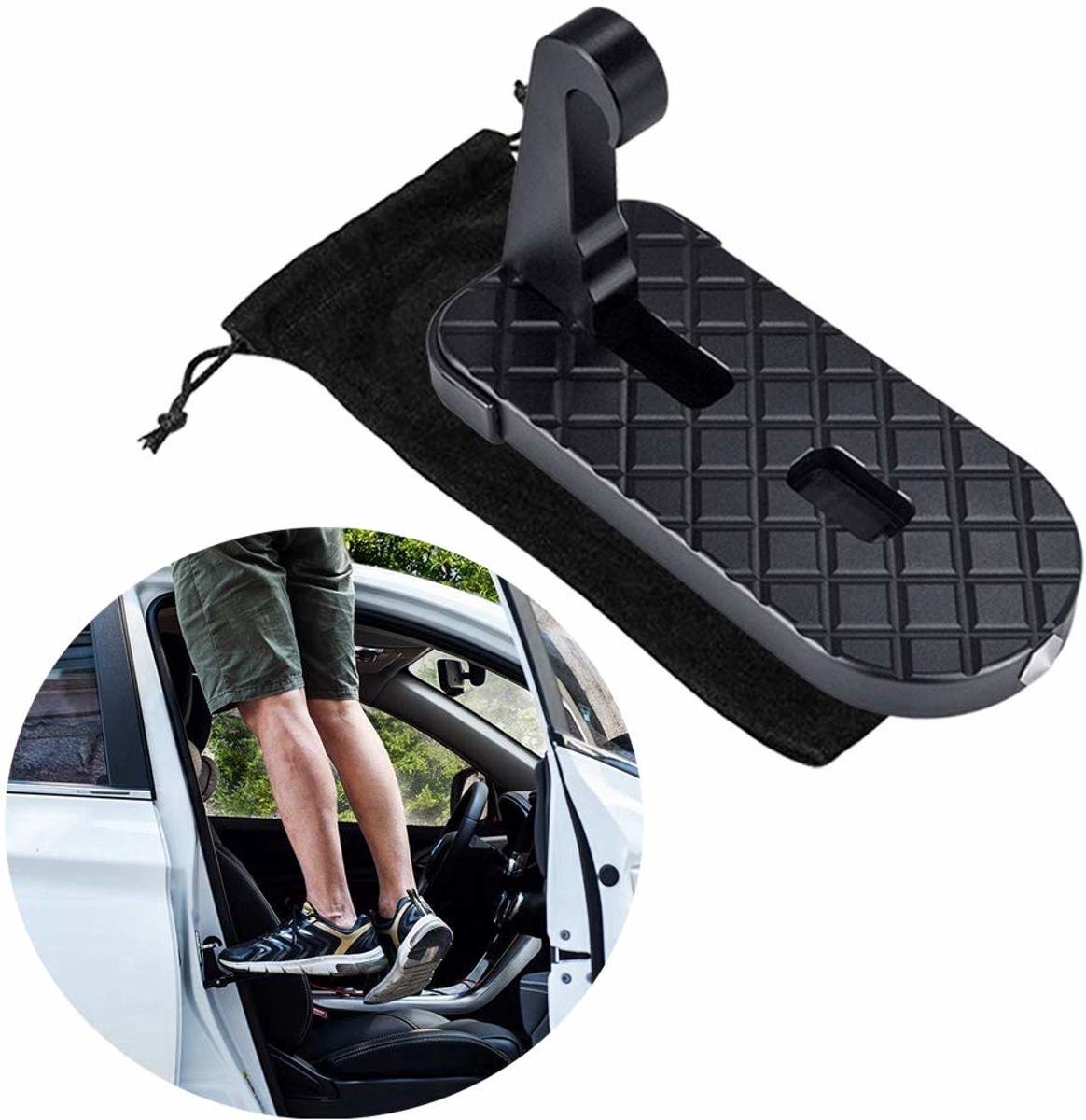 Auto Dakkoffer Opstap – Auto Deurtrede – Antislip & Antikras – Veiligheidshamer – Opvouwbaar – Universeel – Opberghoes – Zwart