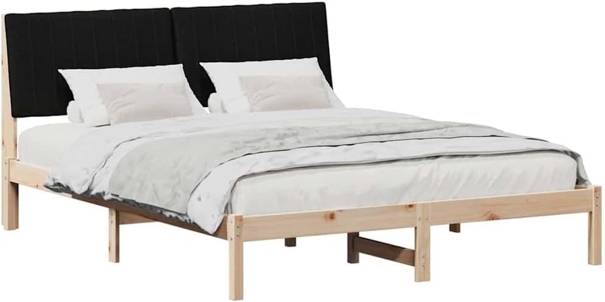 Bedframe met hoofdbord - Houten bedframe - Slaapkamer inrichten - Massief grenenhout - 150 x 200 cm - Bruin