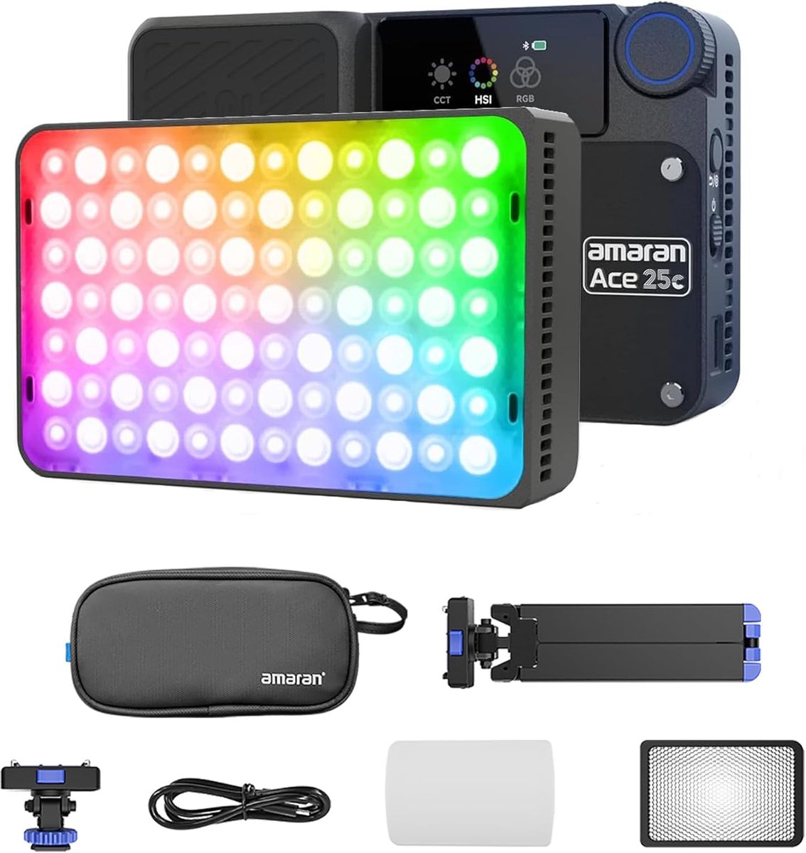 RGBWW LED Lamp - Video Lamp Kleurrijk - Content Creatie - Snelwissel Mount - 32W - Antraciet
