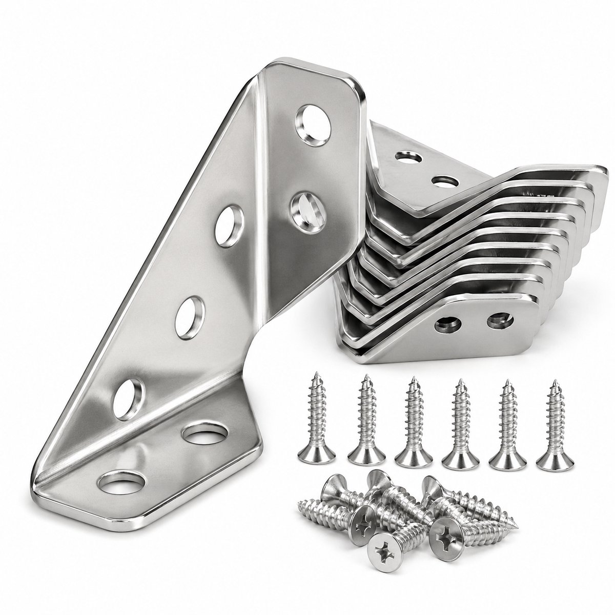 JustValue Roestvrijstalen Hoekbeugels 90° - 12 stuks - 62mm