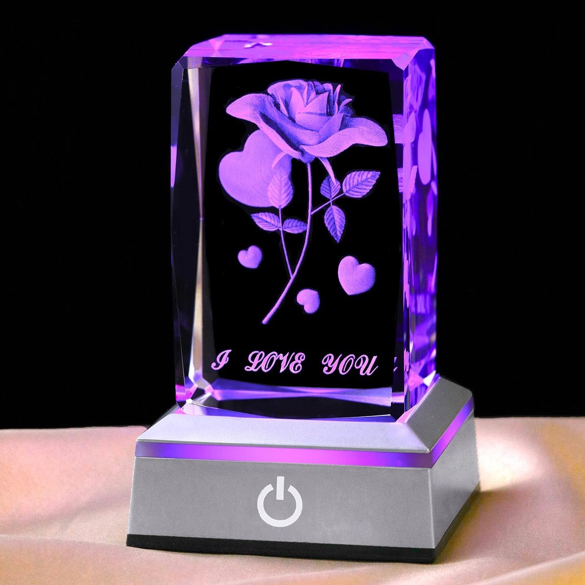 Lzwintrading - Cadeau voor Vrouwen - 3D LED Lamp Illusie - 3D Laser Liefde Rose Crystal Nachtlamp - Tafellamp - Verjaardagscadeau Voor Mama, Meisje, Vriendin - Huwelijkscadeau Voor Vrouw, Haar - Cadeau voor Kerstmis ,Moederdag, Valentijnsdag