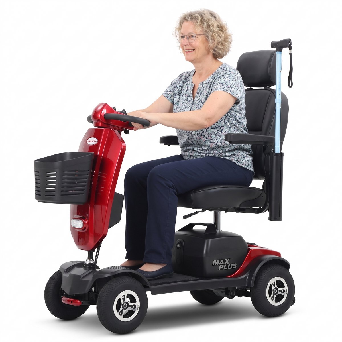 Sweetrich Extra Plus Scootmobiel - Elektrische Scootmobiel - 25 km Actieradius - 20Ah loodzuur Accu - 136 kg Draagvermogen - 9” Luchtbanden - MAX PLUS - Rood