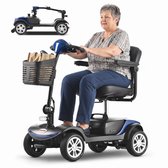 Sweetrich S1 Sport Scootmobiel - Comfortabel Rijden met 4-Wielvering - 25 km Actieradius - 360° Draaibare Stoel - 300W Motor - Opvouwbaar - 136 kg Draagvermogen – Blauw
