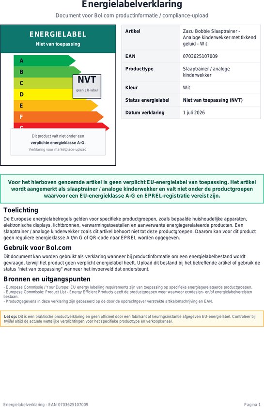 Zazu Bobbie Slaaptrainer - Analoge kinderwekker met tikkend geluid - Wit van Zazu — afbeelding 2
