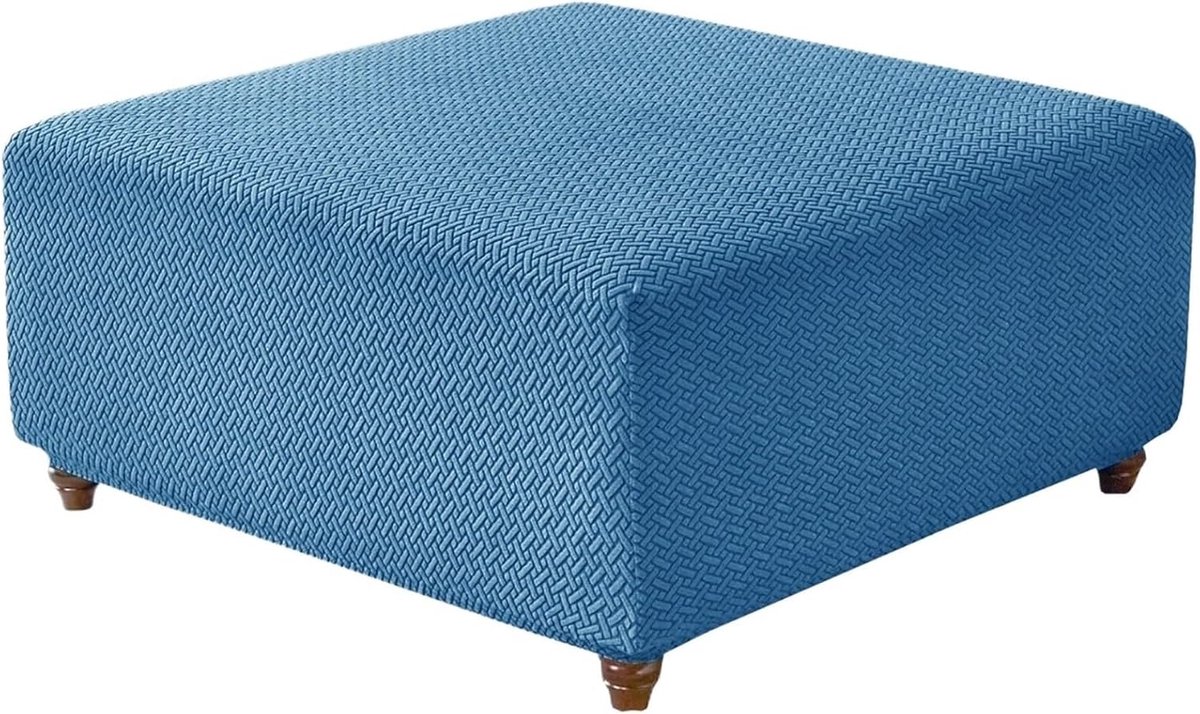 Hoes voor voetenbank - Poef hoes - Woonkamer decoratie - Zachte rekbare stof - Kleine maat - Blauw