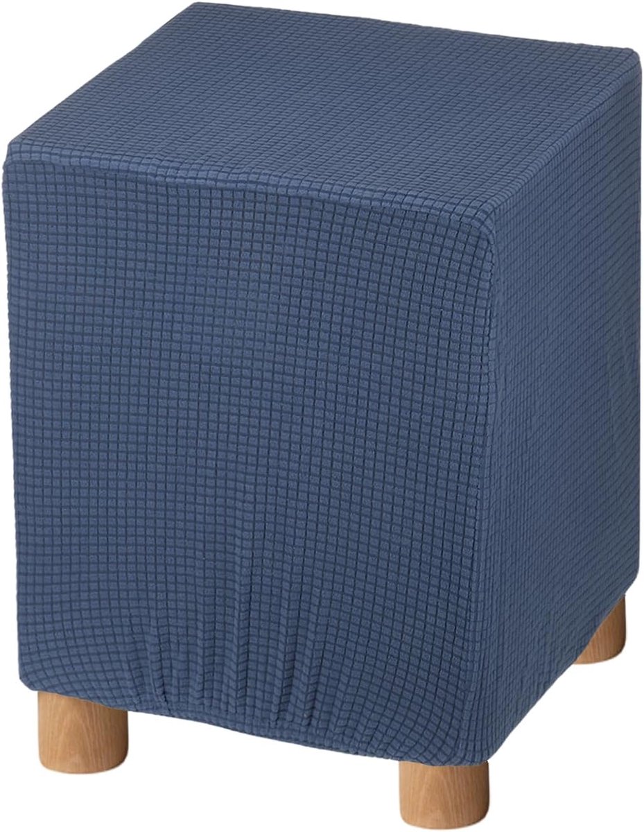 Voetkruk Hoes - Bankje Protector - Meubels Opfrissen - Zachte Chenille Stof - 33-46 cm - Diepblauw