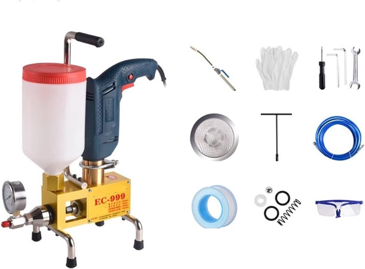 Injectiepomp - Grouting Machine - Beton Reparatie - Hoge Druk - 810/910W - Zilver