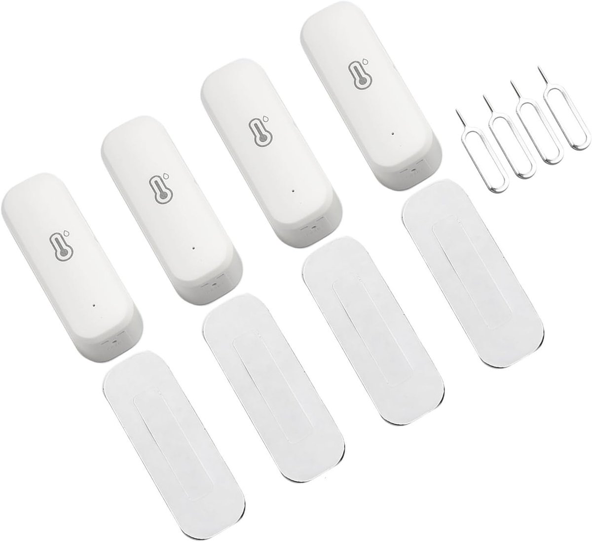 Temperatuur Vochtigheidssensor - Slimme Hygrometer - Real-time Monitoring - Automatische Triggers - 4 Stuks - Wit