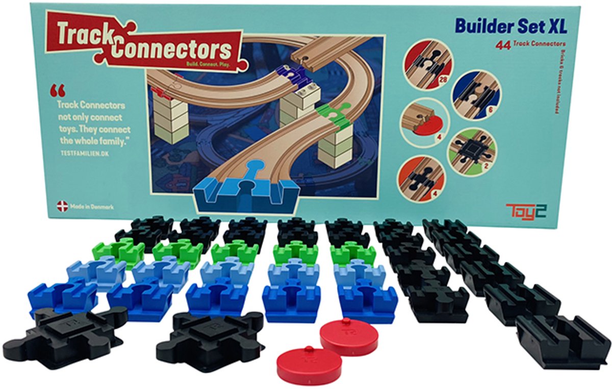 Toy2 Builder Set XL - 44 Brio Duplo Adapters - Treinbaanonderdelen - Houten Treinbaan - geschikt voor LEGO DUPLO©, HUBELINO, Bandits & Angels, BioBuddi, Hape, BRIO©, IKEA — afbeelding 5
