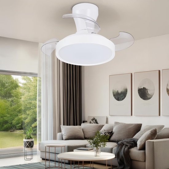 Epochglo Plafondventilator met Verlichting - Ø 55cm - 20W DC Motor - Fluisterstil - Dimbaar LED 3000-6500K - Reversibel (Winterstand) - Met Afstandsbediening - Onzichtbare bladen - Plafondlamp Ventilator Voor Slaapkamer & Woonkamer - Wit van Epochglo — afbeelding 3