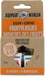 Emballage avec deux flacons Super Ninja, "STICK & GO", contre les mouches des fruits.