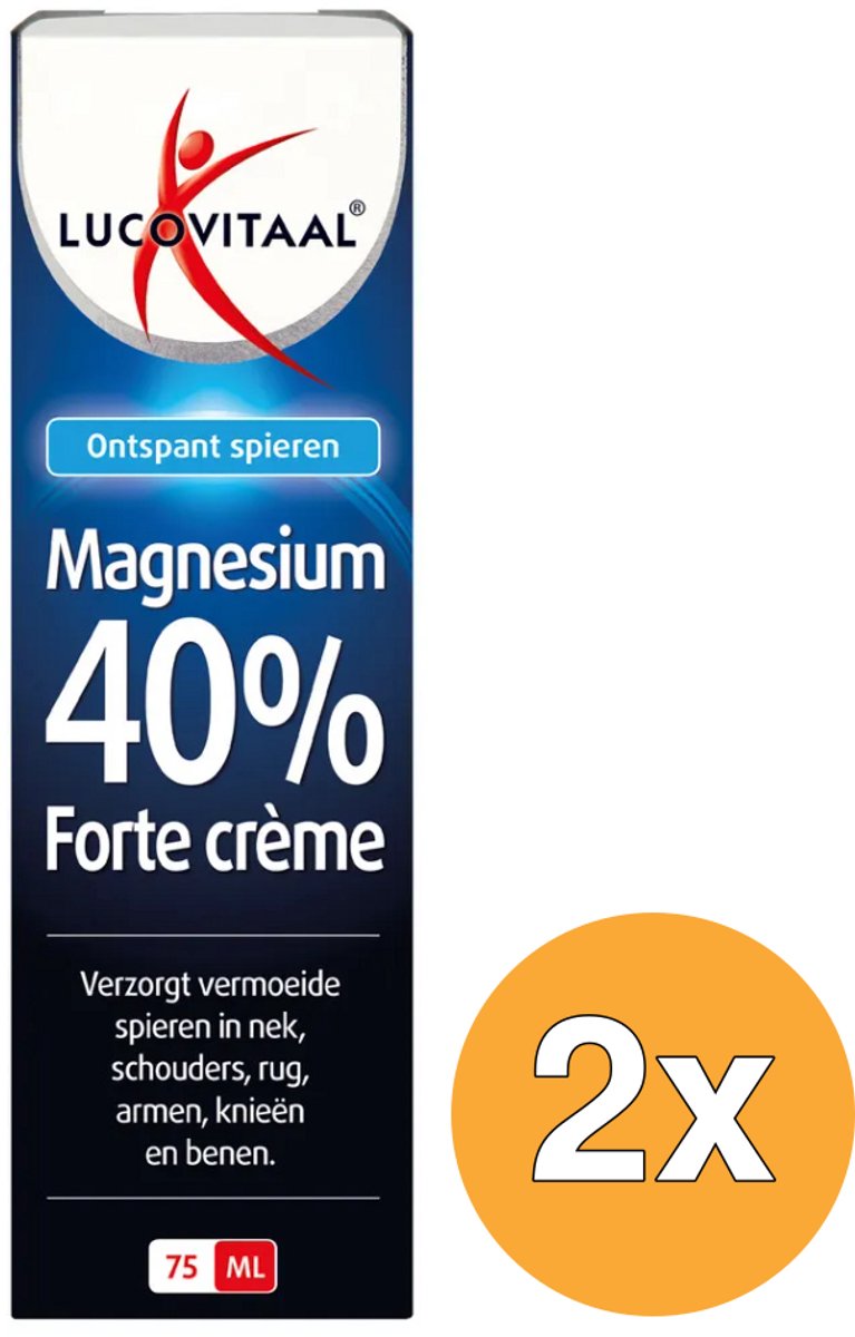2x Lucovitaal Magnesium 40% Forte Crème (75 ml)