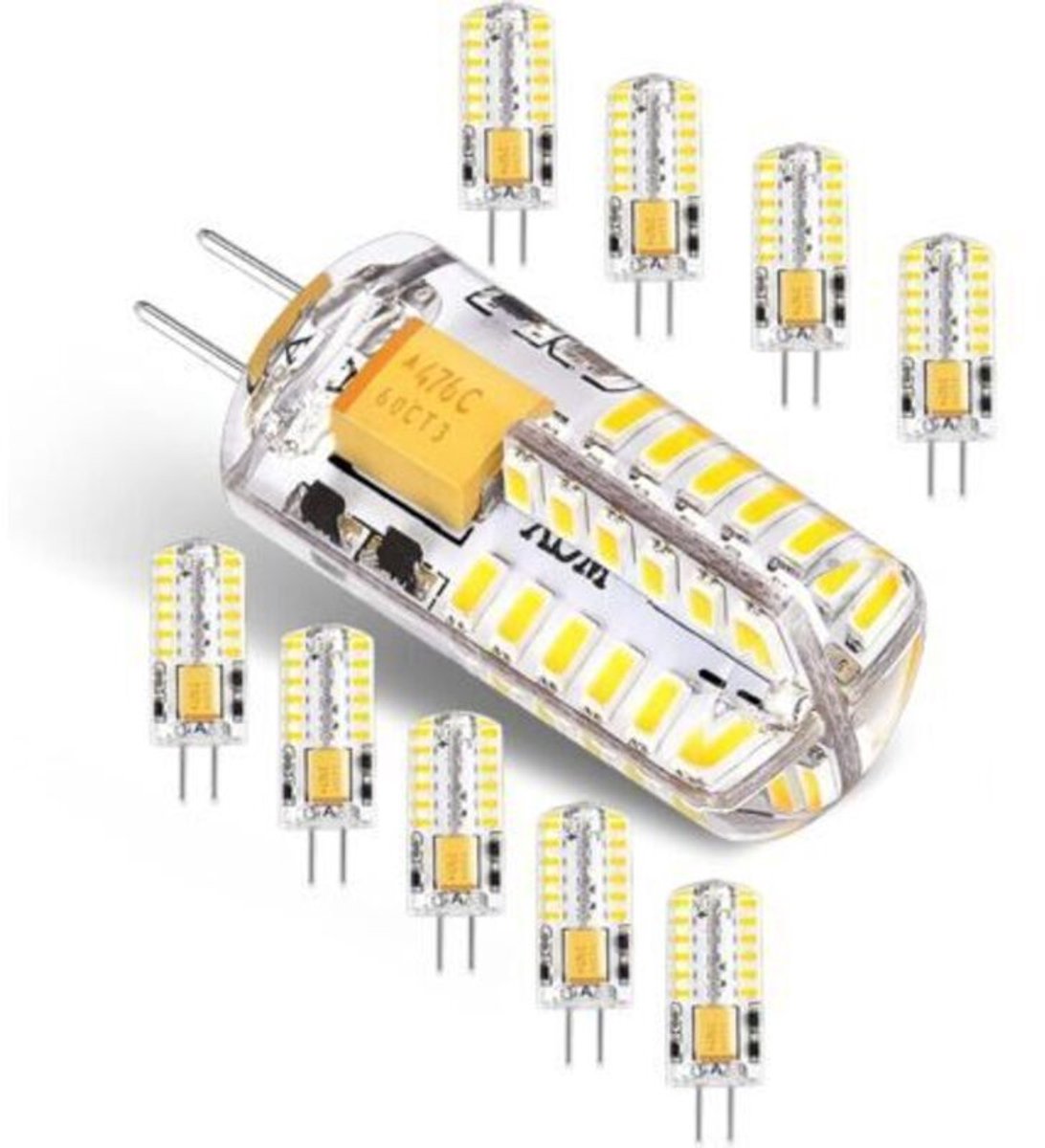 lamp-G4 12V AC/DC 3W flikkervrije energiebesparende LED-lamp (gelijk aan een 30W halogeenlamp), koel wit licht 6000K, G4 LED, 300 lumen, niet dimbaar, verpakking van 10 stuks.