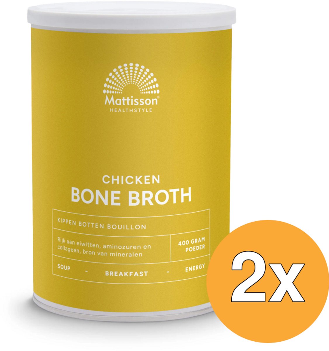 2x Mattisson Chicken Bone Broth - Botten Bouillon Kip (400 gr)