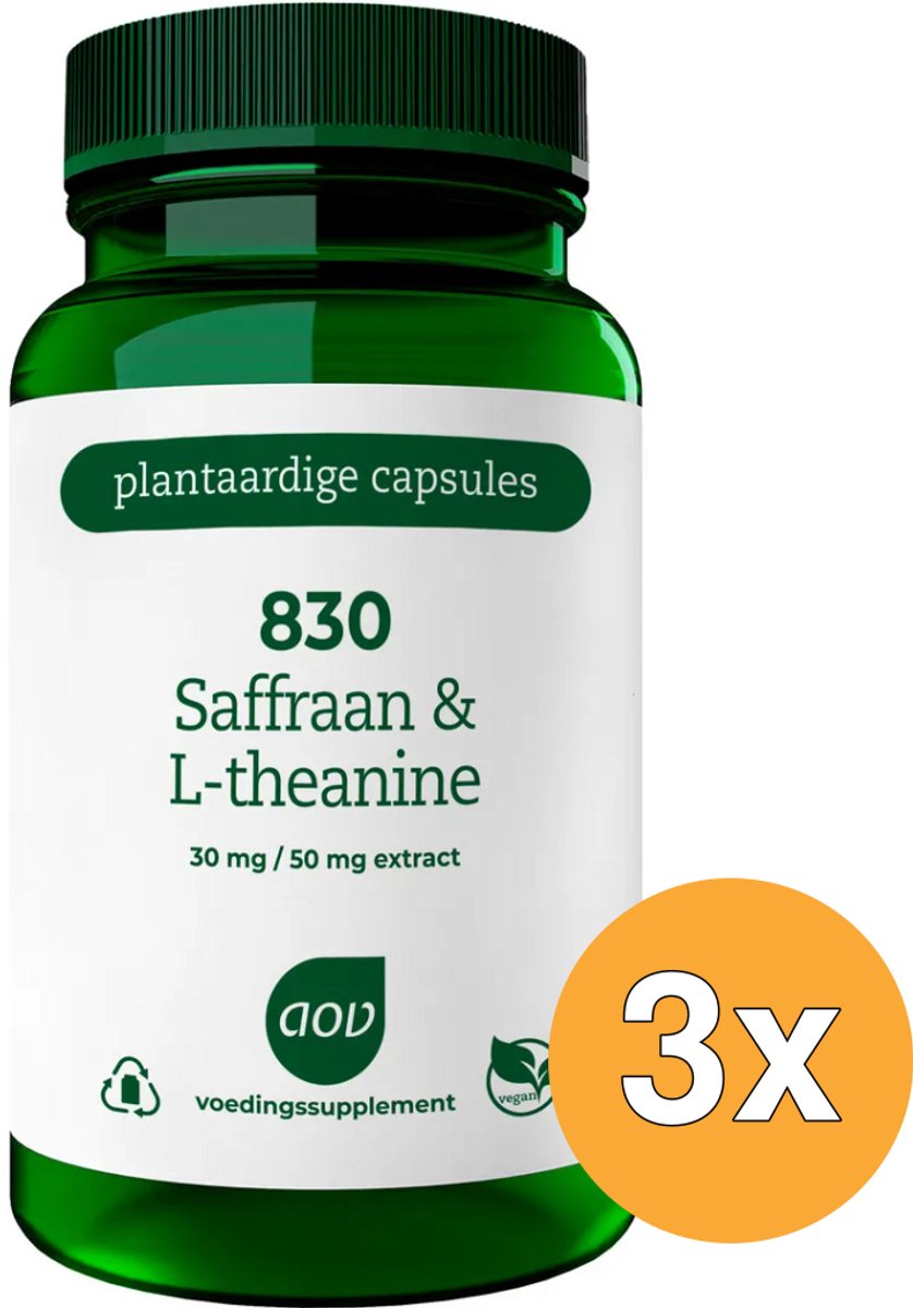 3x Aov 830 Saffraan & L-Theanine (30 vega capsules)