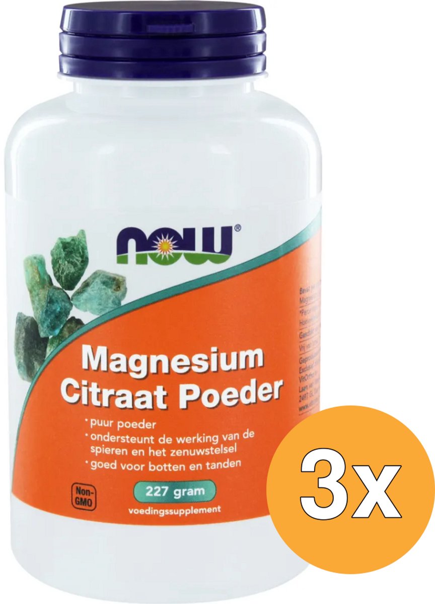3x Now Magnesium citraat poeder (227 gr)